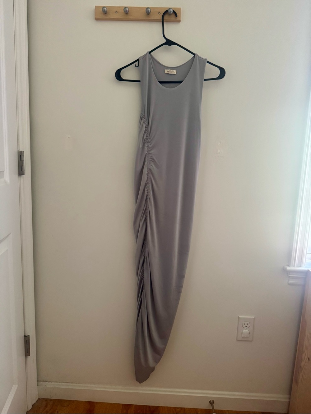 silence + noise Asymmetrical Ruched Tank Dress in Light Gray